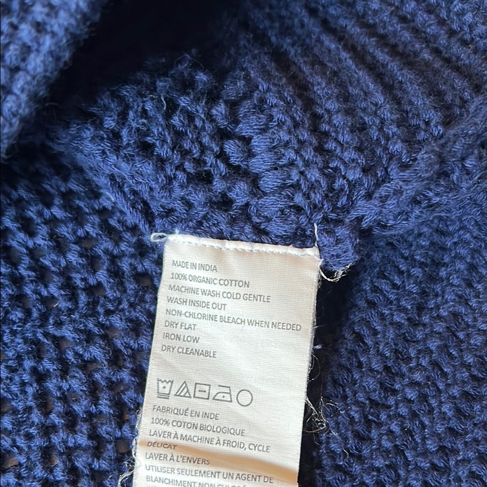 PrAna Sugar Beach Navy Blue Women's Sweater 100% Organic Cotton Beach Sz M EUC - Picture 6 of 10